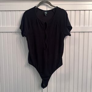 Wild Fable Black Cut-Out Short Sleeve Bodysuit - Size XL
